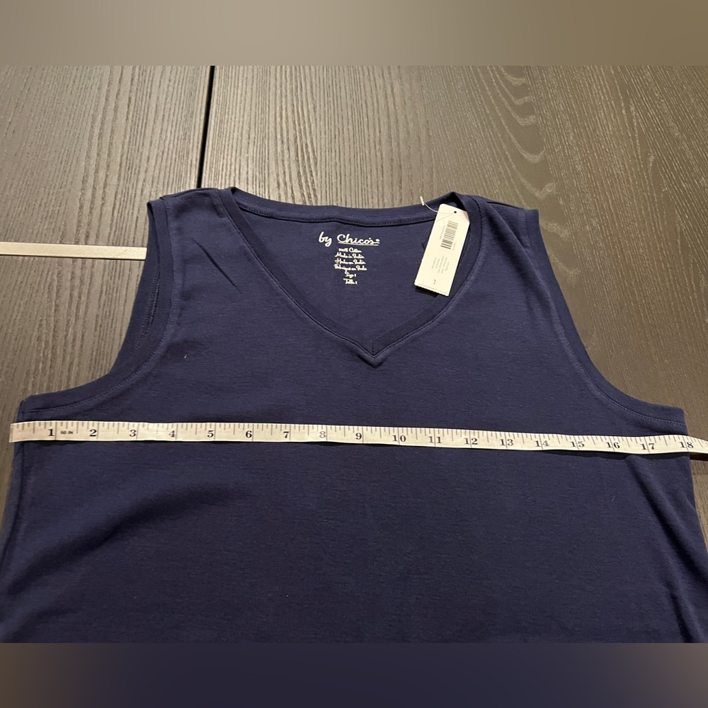 NEW WITH TAGS Chico's 100% cotton V-Neck Tank. Midnight: Navy Blue. Medium. - Picture 8 of 9